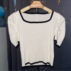 White Ribbed Short Top